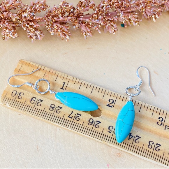 TURQUOISE Gemstone Silver Earrings boho Earrings - Picture 6 of 6